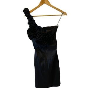 MISO Black Taffeta One Shoulder Fitted Dress 10